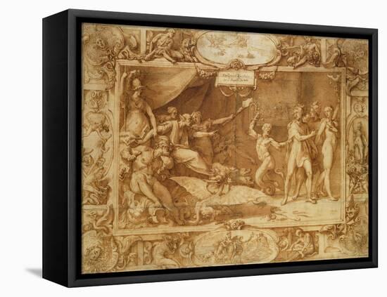 Apollo Being Led Astray, C.1572 (Pen and Ink with Wash on Tracing Paper over Pencil)-Federico Zuccaro-Framed Stretched Canvas