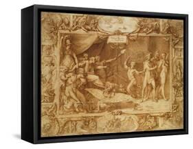 Apollo Being Led Astray, C.1572 (Pen and Ink with Wash on Tracing Paper over Pencil)-Federico Zuccaro-Framed Stretched Canvas