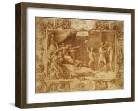 Apollo Being Led Astray, C.1572 (Pen and Ink with Wash on Tracing Paper over Pencil)-Federico Zuccaro-Framed Giclee Print