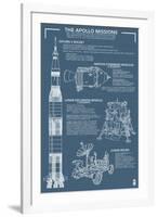 Apollo Missions - Blueprint Poster-Lantern Press-Framed Art Print