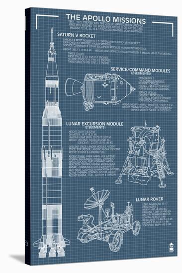 Apollo Missions - Blueprint Poster-Lantern Press-Stretched Canvas