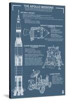 Apollo Missions - Blueprint Poster-Lantern Press-Stretched Canvas