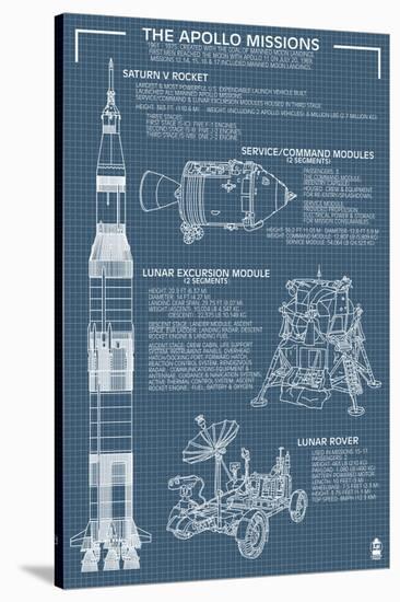 Apollo Missions - Blueprint Poster-Lantern Press-Stretched Canvas