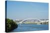 Apollo Most Bridge, Bratislava Castle, Danube River, Bratislava, Slovakia, Europe-Christian Kober-Stretched Canvas