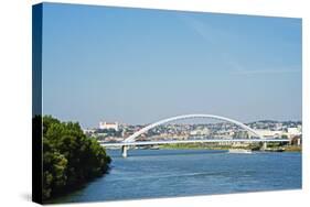 Apollo Most Bridge, Bratislava Castle, Danube River, Bratislava, Slovakia, Europe-Christian Kober-Stretched Canvas