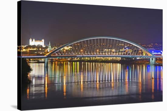 Apollo Most Bridge, Bratislava Castle, Danube River, Bratislava, Slovakia, Europe-Christian Kober-Stretched Canvas