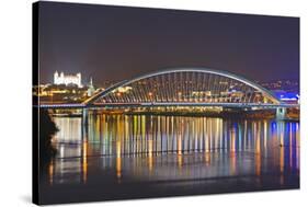 Apollo Most Bridge, Bratislava Castle, Danube River, Bratislava, Slovakia, Europe-Christian Kober-Stretched Canvas