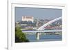 Apollo Most Bridge, Bratislava Castle, Danube River, Bratislava, Slovakia, Europe-Christian Kober-Framed Photographic Print