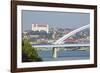 Apollo Most Bridge, Bratislava Castle, Danube River, Bratislava, Slovakia, Europe-Christian Kober-Framed Photographic Print