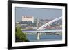 Apollo Most Bridge, Bratislava Castle, Danube River, Bratislava, Slovakia, Europe-Christian Kober-Framed Photographic Print