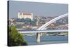 Apollo Most Bridge, Bratislava Castle, Danube River, Bratislava, Slovakia, Europe-Christian Kober-Stretched Canvas