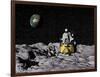 Apollo on Surface of Moon, with Earth in the Background-null-Framed Art Print