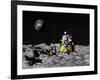 Apollo on Surface of Moon, with Earth in the Background-null-Framed Art Print