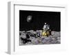 Apollo on Surface of Moon, with Earth in the Background-null-Framed Art Print