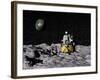 Apollo on Surface of Moon, with Earth in the Background-null-Framed Art Print