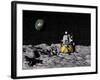 Apollo on Surface of Moon, with Earth in the Background-null-Framed Art Print