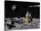 Apollo on Surface of Moon, with Saturn V Rocket in the Background-null-Stretched Canvas