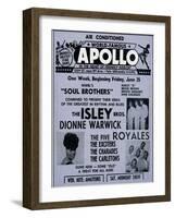 Apollo Theatre Ad: Soul Brothers, Isley Brothers, Dionne Warwick, Five Royales, Charades, Carletons-null-Framed Art Print