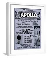 Apollo Theatre Ad: Soul Brothers, Isley Brothers, Dionne Warwick, Five Royales, Charades, Carletons-null-Framed Art Print