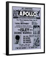 Apollo Theatre Ad: Soul Brothers, Isley Brothers, Dionne Warwick, Five Royales, Charades, Carletons-null-Framed Art Print