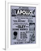 Apollo Theatre Ad: Soul Brothers, Isley Brothers, Dionne Warwick, Five Royales, Charades, Carletons-null-Framed Art Print