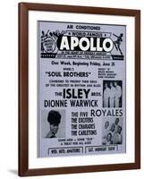 Apollo Theatre Ad: Soul Brothers, Isley Brothers, Dionne Warwick, Five Royales, Charades, Carletons-null-Framed Art Print