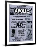 Apollo Theatre Ad: Soul Brothers, Isley Brothers, Dionne Warwick, Five Royales, Charades, Carletons-null-Framed Art Print