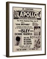 Apollo Theatre Ad: Soul Brothers, Isley Brothers, Dionne Warwick, Five Royales, Charades, Carletons-null-Framed Art Print