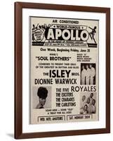 Apollo Theatre Ad: Soul Brothers, Isley Brothers, Dionne Warwick, Five Royales, Charades, Carletons-null-Framed Art Print