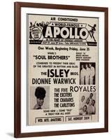 Apollo Theatre Ad: Soul Brothers, Isley Brothers, Dionne Warwick, Five Royales, Charades, Carletons-null-Framed Art Print