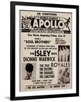 Apollo Theatre Ad: Soul Brothers, Isley Brothers, Dionne Warwick, Five Royales, Charades, Carletons-null-Framed Art Print