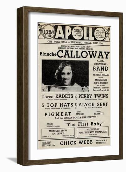 Apollo Theatre: Blanche Calloway and Band, Three Kadets, Perry Twins, 5 Top Hats and More-null-Framed Art Print