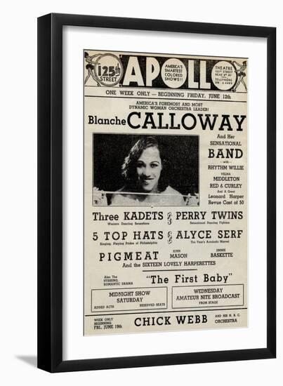 Apollo Theatre: Blanche Calloway and Band, Three Kadets, Perry Twins, 5 Top Hats and More-null-Framed Art Print