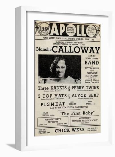 Apollo Theatre: Blanche Calloway and Band, Three Kadets, Perry Twins, 5 Top Hats and More-null-Framed Art Print