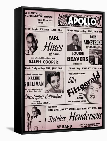 Apollo Theatre: Earl Hines, Louis Armstrong, Ella Fitzgerald, Fletcher Henderson and More-null-Framed Stretched Canvas