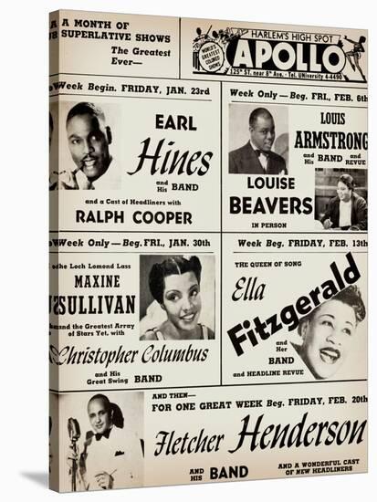Apollo Theatre: Earl Hines, Louis Armstrong, Ella Fitzgerald, Fletcher Henderson and More-null-Stretched Canvas