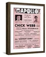 Apollo Theatre  Handbill: Chick Webb, Ella Fitzgerald, Cook and Brown, Wolford's Pets and More-null-Framed Art Print