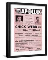 Apollo Theatre  Handbill: Chick Webb, Ella Fitzgerald, Cook and Brown, Wolford's Pets and More-null-Framed Art Print