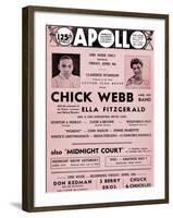 Apollo Theatre  Handbill: Chick Webb, Ella Fitzgerald, Cook and Brown, Wolford's Pets and More-null-Framed Art Print