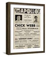 Apollo Theatre  Handbill: Chick Webb, Ella Fitzgerald, Cook and Brown, Wolford's Pets and More-null-Framed Art Print