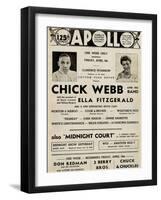 Apollo Theatre  Handbill: Chick Webb, Ella Fitzgerald, Cook and Brown, Wolford's Pets and More-null-Framed Art Print