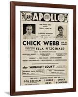 Apollo Theatre  Handbill: Chick Webb, Ella Fitzgerald, Cook and Brown, Wolford's Pets and More-null-Framed Art Print