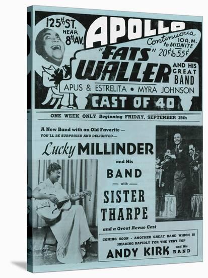 Apollo Theatre  Handbill: Fats Waller, Lucky Millinder, Sister Tharpe-null-Stretched Canvas