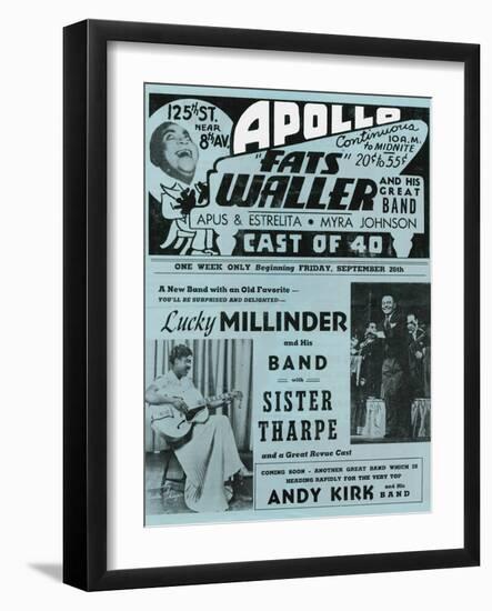 Apollo Theatre  Handbill: Fats Waller, Lucky Millinder, Sister Tharpe-null-Framed Art Print