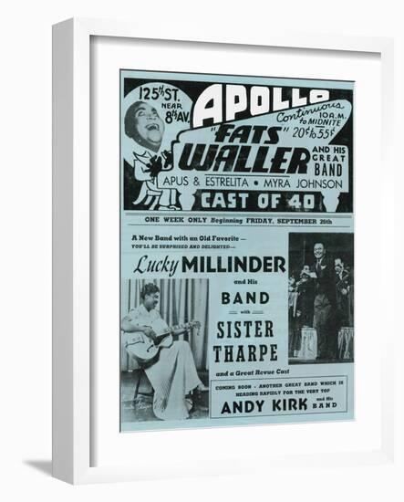 Apollo Theatre  Handbill: Fats Waller, Lucky Millinder, Sister Tharpe-null-Framed Art Print