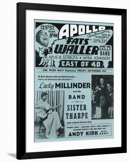 Apollo Theatre  Handbill: Fats Waller, Lucky Millinder, Sister Tharpe-null-Framed Art Print