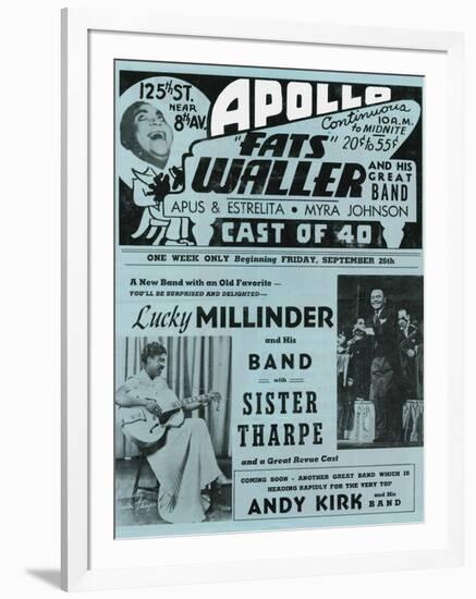 Apollo Theatre  Handbill: Fats Waller, Lucky Millinder, Sister Tharpe-null-Framed Art Print