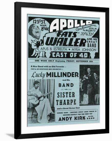 Apollo Theatre  Handbill: Fats Waller, Lucky Millinder, Sister Tharpe-null-Framed Art Print