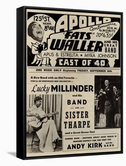 Apollo Theatre  Handbill: Fats Waller, Lucky Millinder, Sister Tharpe-null-Framed Stretched Canvas