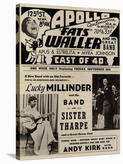 Apollo Theatre  Handbill: Fats Waller, Lucky Millinder, Sister Tharpe-null-Stretched Canvas